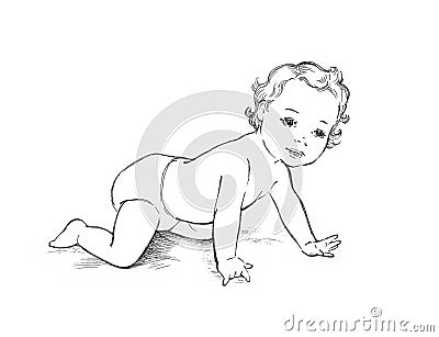 Little baby creeps Vector Illustration