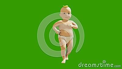 A Little Baby is Dancing Merrily on the Background of a Green Screen. 3D  Visualization, Animation of a Dancing Child Stock Video - Video of face,  beautiful: 158277283