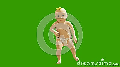 A Little Baby is Dancing Merrily on the Background of a Green Screen. 3D  Visualization, Animation of a Dancing Child Stock Video - Video of infant,  child: 158712469