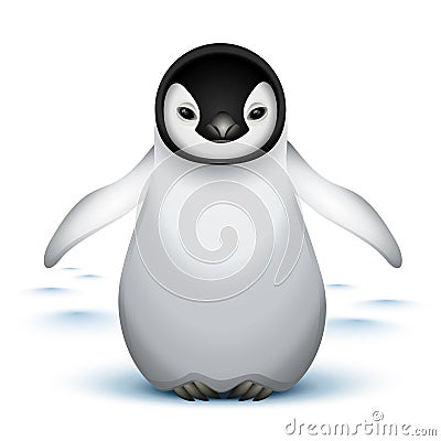 Little baby emperor penguin Vector Illustration