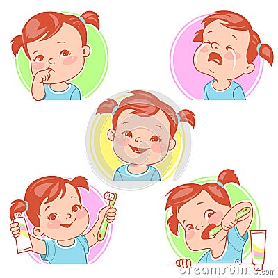 Baby teeth set. Vector Illustration