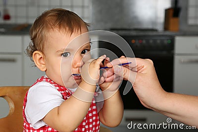 Little baby is hungry Stock Photo