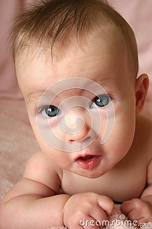 Little Baby Looking Up Stock Photo