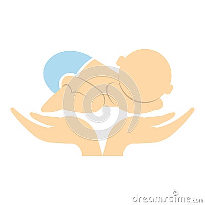 Little baby in mother hands icon Vector Illustration