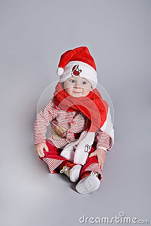 Little baby santa claus Stock Photo