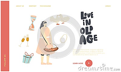 Little Baby Take Part in Marriage Landing Page Template. Flower Girl Holding Basket with Petals for Wedding Ceremony Vector Illustration