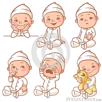 Little baby wearing pajama Vector Illustration