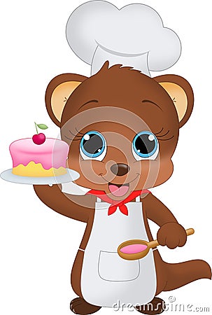 Little Baking Chef Cartoon Illustration