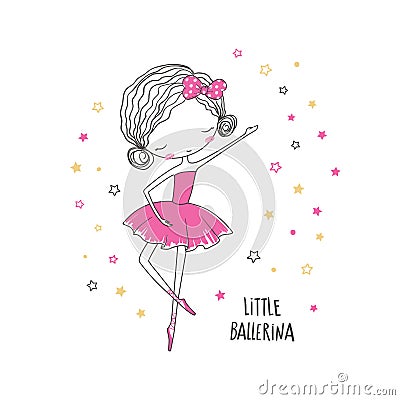 Little ballerina. Fashion illustration for clothing Vector Illustration