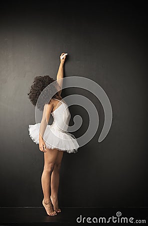 Little ballet dancer making drawings Stock Photo