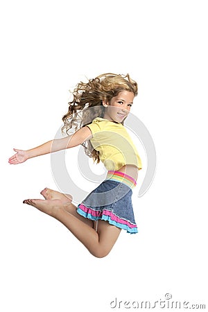 Little beautiful girl jumping Stock Photo