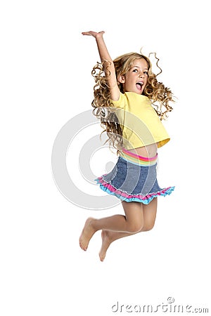 Little beautiful girl jumping Stock Photo