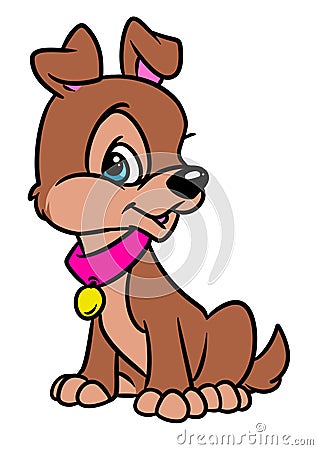 Little beautiful happy puppy animal character cartoon Cartoon Illustration