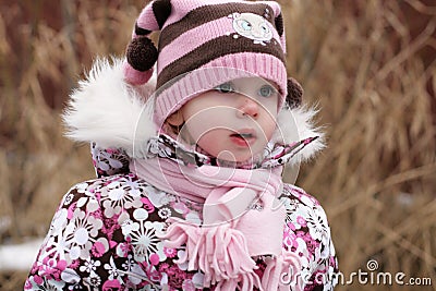 Little beauty girl slightly frozen Stock Photo