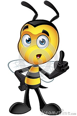 Little Bee Character - Having An Idea Vector Illustration