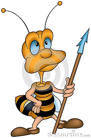 Little Bee and Spear Vector Illustration