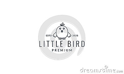 Little bird or cheeper or nestling or poult cute cartoon line logo icon illustration vector Vector Illustration