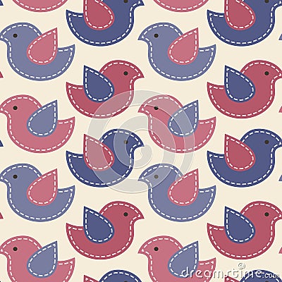 Little birds with light seams - vector seamless pattern Vector Illustration