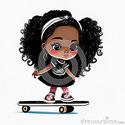 Little black princess girl in a sporty look. Cute and cool dark-skinned little girl Stock Photo