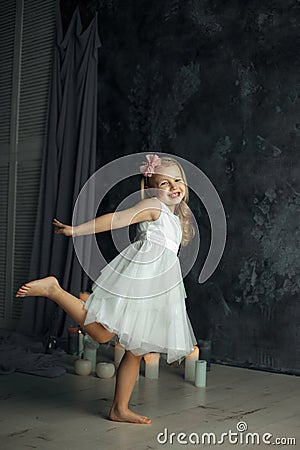 Little blonde hair girl as ballerina Stock Photo