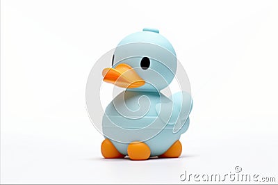 Little Blue Duckling Innocence on a White Canvas Vector Illustration