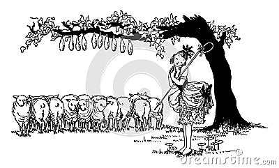 Little Bo Peep, vintage illustration Vector Illustration