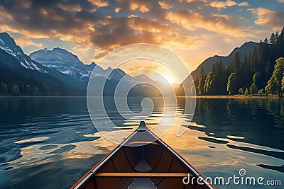 little boat on a lake, AI generated Stock Photo