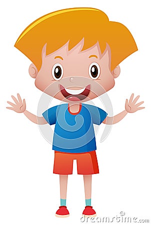 Little boy in blue shirt Vector Illustration