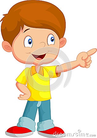 Little boy cartoon pointing away Vector Illustration