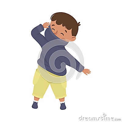 Little Boy Changing His Clothes Putting on Sweater Vector Illustration Vector Illustration