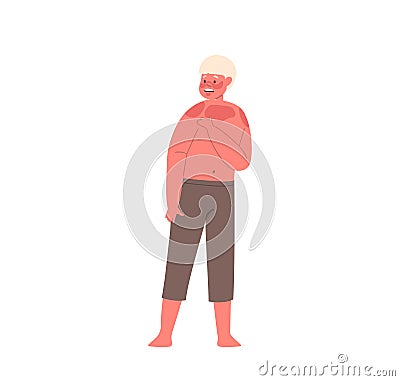 Little Boy Character With Red Painful Sunburn Skin, Seeking Relief And In Need Of Soothing Remedies For Damaged Skin Vector Illustration