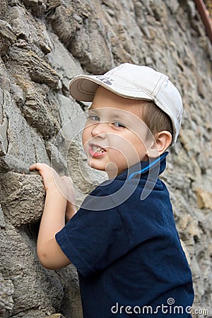 Little boy climber Stock Photo