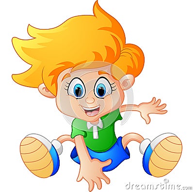 Little boy dance Vector Illustration