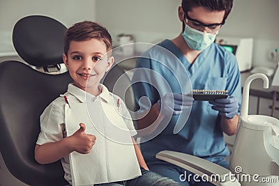 Little boy at the dentist Stock Photo