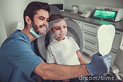 Little boy at the dentist Stock Photo