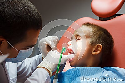 Little boy at dentist Stock Photo