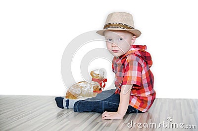 Little boy with Easter lamb Stock Photo