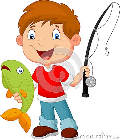 Little boy fishing Vector Illustration