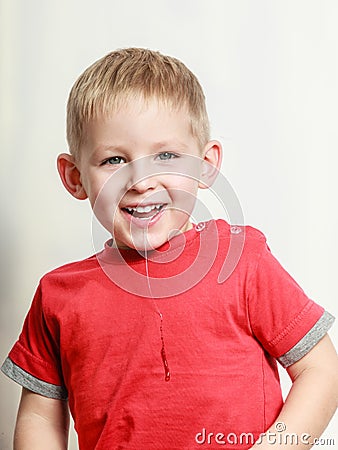 Little boy have fun and drool. Stock Photo