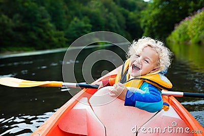 Little boy in kayak Stock Photo