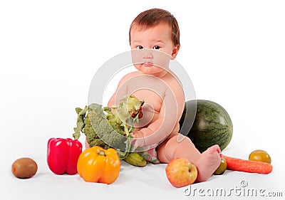 Little boy like fruits Stock Photo