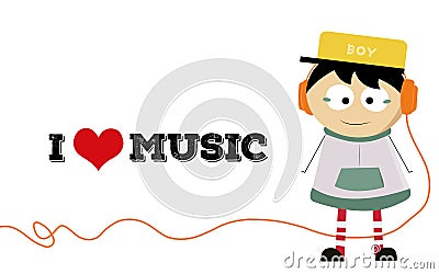 A little boy love music Stock Photo