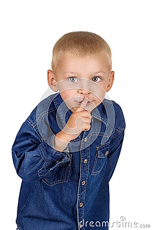 Little Boy Making Silence Gesture Stock Photo - Image: 58464957