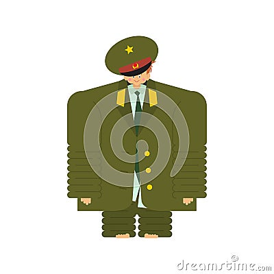 Little boy in military uniform. Young soldier. Illustration for February 23. Defenders of Fatherland Day. Russian military holiday Vector Illustration