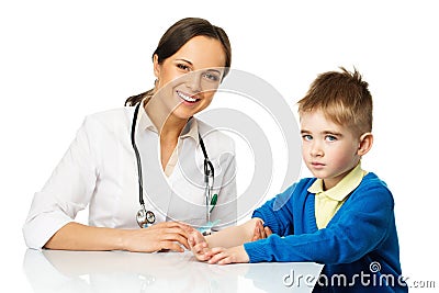 Little boy at paediatrician Stock Photo