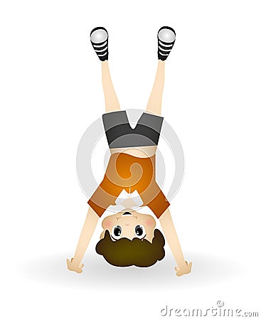 Little boy performing somersault Vector Illustration