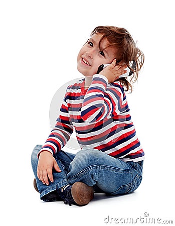 Little boy with phone Stock Photo