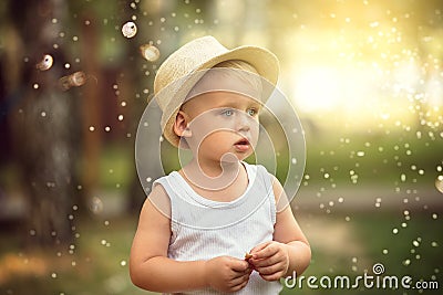 Little boy playing in park. Stock Photo