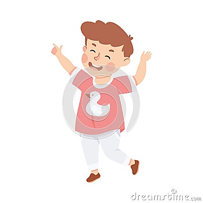 Little Boy Pointing Finger Laughing at Somebody Teasing and Judging Vector Illustration Vector Illustration