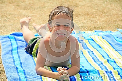 Little Boy at the Pool Stock Photo